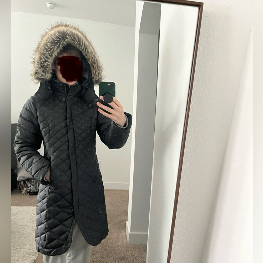 XS Eddie Bauer black quilted down coat